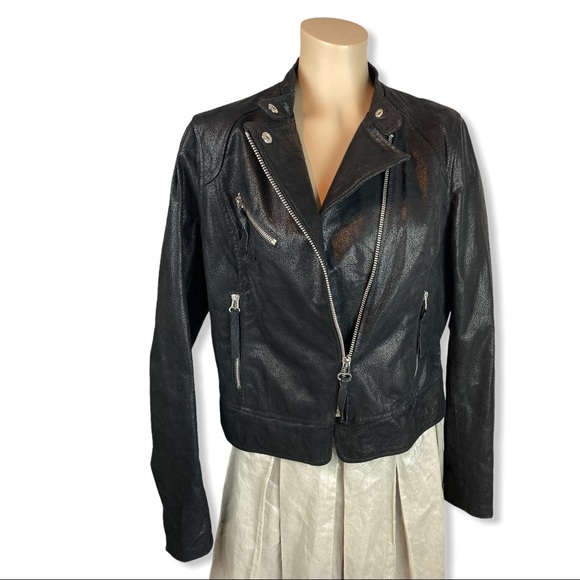 Black Vegan Leather Moto Jacket - Picture 3 of 9